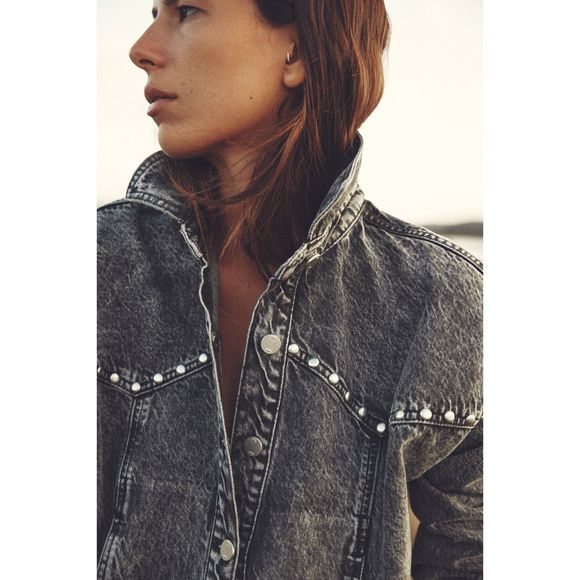 ZARA STUDDED Z1975 DENIM JACKET - Picture 3 of 9